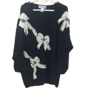 Victoria Harbour Beaded Ribbons Sweater V-Neck